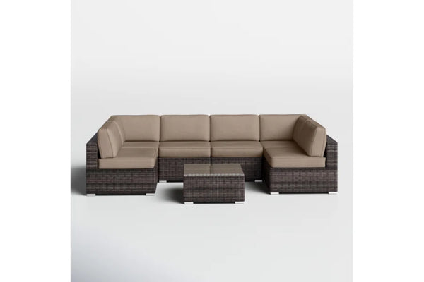 English Elm Fully Assembled Wicker Outdoor Conversation Set with Sunbrella Cushions Resort Patio B120S00276