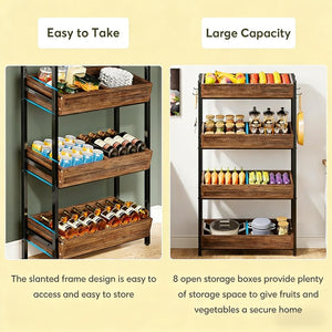 English Elm Stable Four Tier Produce Organizer Rack with Eight Angled Bins for Pantry Storage T3971P450579