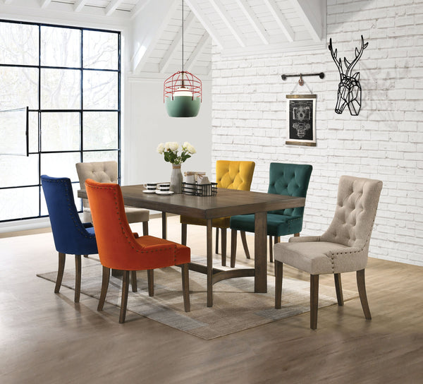 English Elm Farren Weathered Oak 11-Pc Dining Set with Velvet Upholstered Chairs, Durable Wood Blend Table B2726S00239
