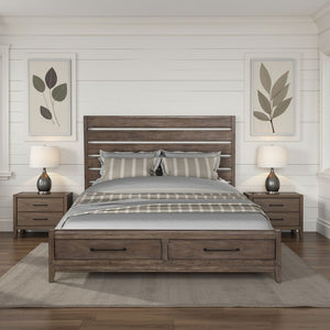 English Elm Montrose Queen Storage Bed with Usb Ports Poplar Wood Slatted Headboard Modern B108S00049
