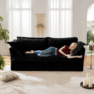 English Elm Modern Slipcovered 2-Seat Sofa In Black Corduroy – Comfy, Removable Covers, Perfect For Small Spaces! W3041S00094