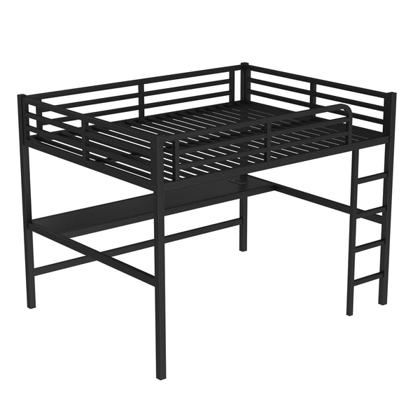 English Elm Metal Queen Size Loft Bed With Integrated Desk, Led Lighting, Power Outlet & Space-Saving Design W1580S00182