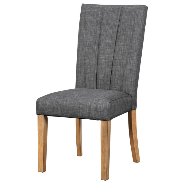 English Elm Topmax Farmhouse Extendable Rubberwood Dining Set Seats Six with Bench and Linen Chairs Brown+Gray N717S000089E