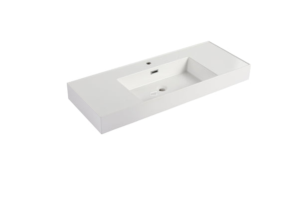 English Elm 48 Resin 48 Inch Gel-Coated Bathroom Vanity Basin Top White – Durable Scratch-Resistant Modern Design W1972P186775