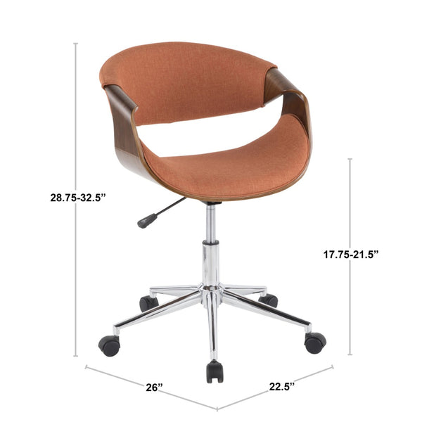 English Elm Office Chair Mid-century Modern Bentwood Walnut Frame Swivel Seat for Home Studio B202P474199