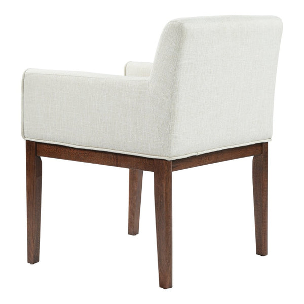English Elm Modern Upholstered Arm Dining Chair Set Rubberwood Legs Foam Padded High Back Beige+Brown N768P396376D