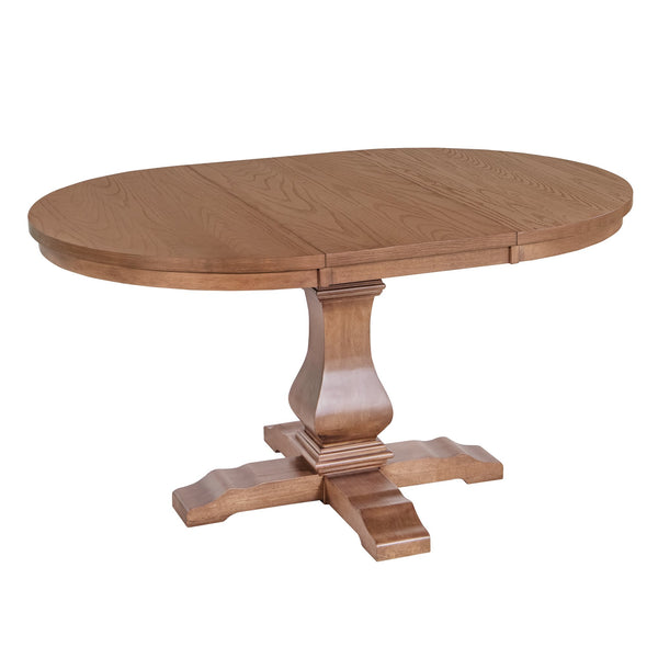 English Elm Christopher Knight Home® - Oval Rustic Walnut Extension Dining Table - Eco-Friendly Rubberwood, Elegant Pedestal Base & Leaf N771P355872T_N771P355873T