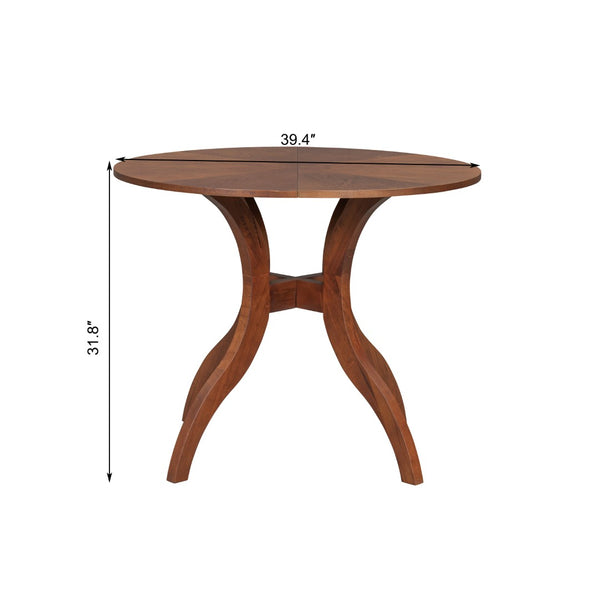 English Elm Walnut Dining Table Set: 39.4" Round Table & 2 Upholstered Chairs - Classic Elegance For Your Home TWSET-GRACIA1D-GIGA