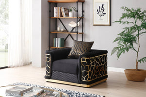 English Elm Talia Art Deco Accent Chair Hardwood Frame Structured Back Geometric Living Room Black B078P301561