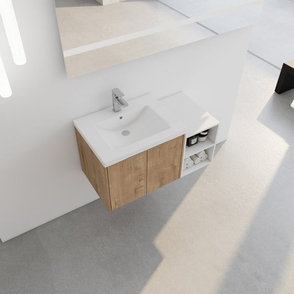 English Elm 36 Inch Modern Bathroom Vanity With Soft Close Doors, Resin Sink & Stylish Storage Solutions W999S00182