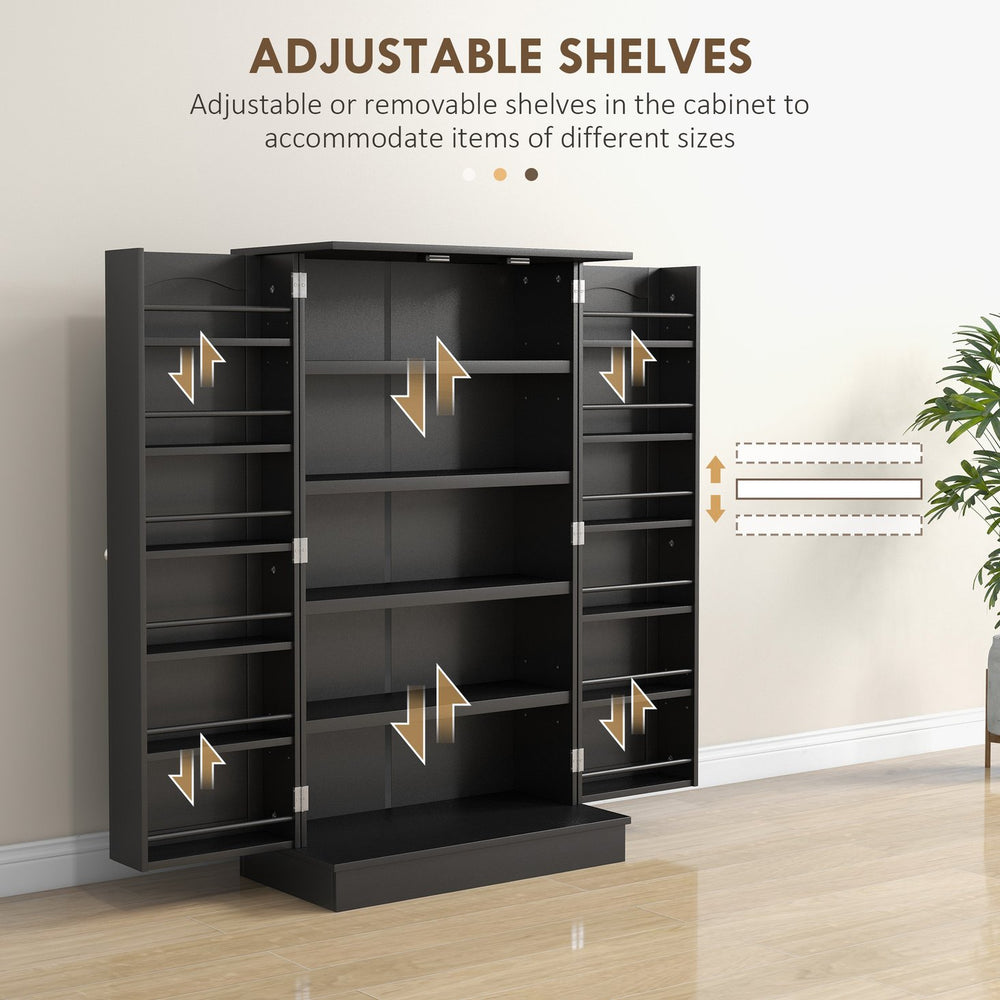 English Elm HOMCOM 41" Kitchen Pantry Storage Cabinet with 5-Tier Shelves, 12 Door Racks, Anti-Tip Straps, Sleek Design Black W2225P229097