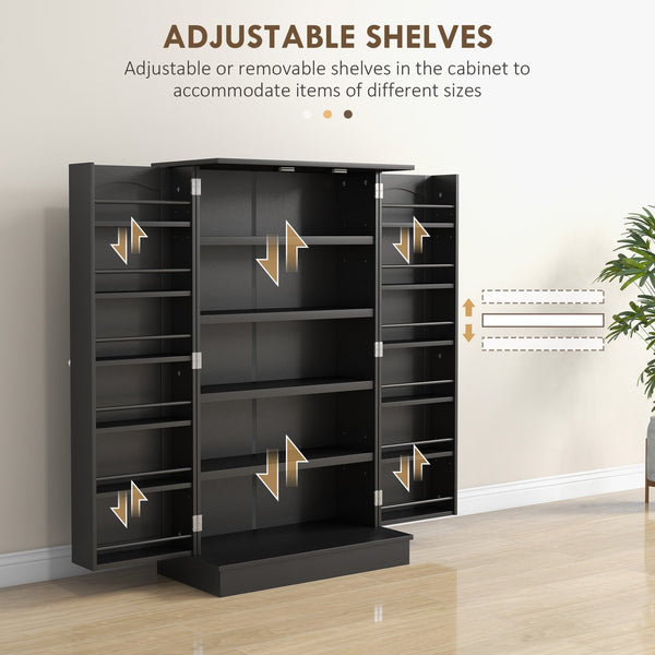 English Elm HOMCOM 41" Kitchen Pantry Storage Cabinet with 5-Tier Shelves, 12 Door Racks, Anti-Tip Straps, Sleek Design Black W2225P229097