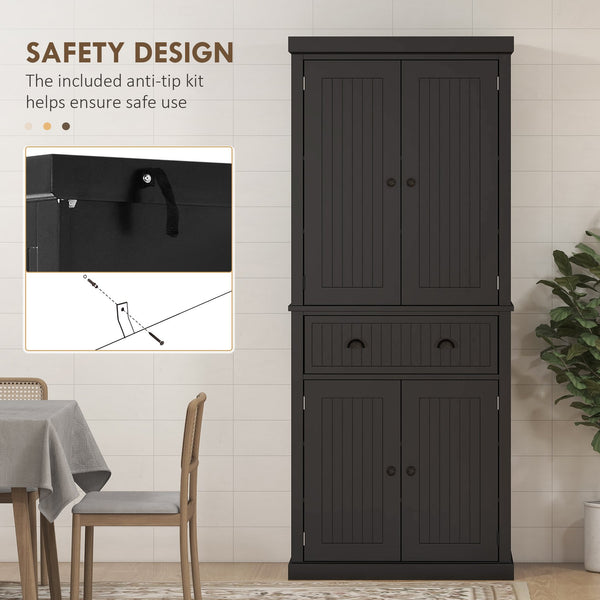English Elm Homcom 72" Kitchen Pantry - Stylish Freestanding Storage Cabinet With Adjustable Shelves & Drawer W2225S00055