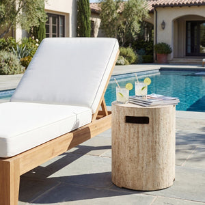English Elm 16x20 Mgo Concrete Ribbed Outdoor Side Table with Hidden Propane Tank Storage Beige N772P293120T