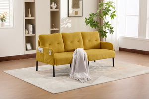 English Elm United We Win Corduroy Loveseat Plush Ergonomic Sofa with Spring Support Metal Legs Mustard Yellow W1568P410047