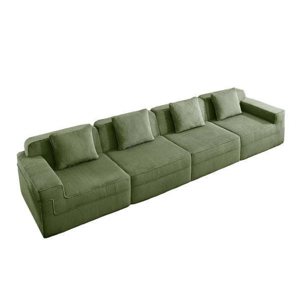 English Elm Modular 4-Seat Boneless Sofa - Cloud Sectional Couch With Plush Corduroy & Customizable Comfort W3041S00334