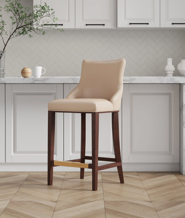 English Elm Shubert Wood Upholstered Barstool In Tan - Elegant Comfort, Durable Design For Home & Hospitality Use B365P397940-GIGA