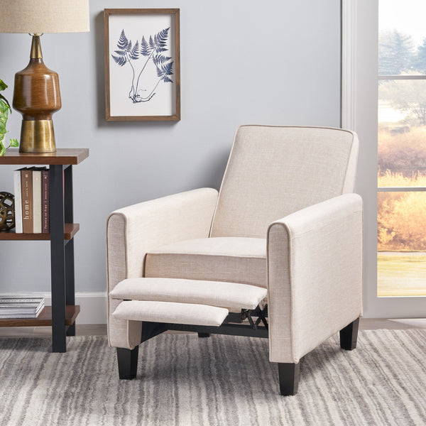 English Elm Christopher Knight Home® - Light Beige Linen Push Back Chair with Plush Padding, Ergonomic Recline, Durable Frame for Home Comfort 52422.00FLBEI