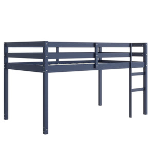 English Elm Solid Twin Loft Bed with Ladder and Reinforced Slats for Storage-Friendly, Space-Saving Bedrooms Blue W504P190958