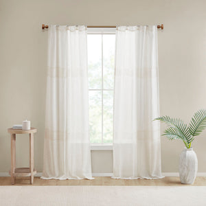 Madison Park Aida Casual Yarn Dye Sheer Curtain Panel Pair MP40-7935 Ivory