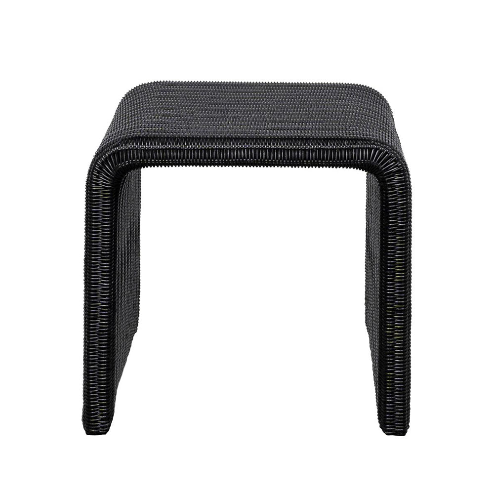 English Elm Woven Black Rattan Square End Table with Retro Woven Texture, Sturdy Metal Frame & Versatile Use B016P377803
