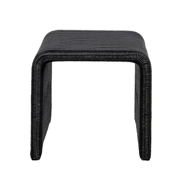 English Elm Woven Black Rattan Square End Table with Retro Woven Texture, Sturdy Metal Frame & Versatile Use B016P377803