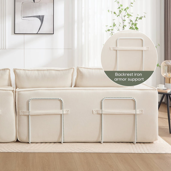 English Elm Modern Minimalist Modular Sectional Sofa - Plush Cloud Couch With Right-Facing Chaise For Cozy Living Spaces W2959S00014