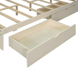 English Elm Full Size Wooden Platform Bed With Usb Charging, Storage Headboard & Elegant Drawers In Cream N820S00045K