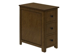 English Elm Accent Table For Small Spaces - Espresso Veneer Nightstand With 3 Storage Drawers & Modern Design B2710P219468