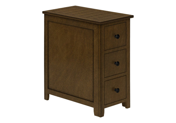 English Elm Accent Table For Small Spaces - Espresso Veneer Nightstand With 3 Storage Drawers & Modern Design B2710P219468