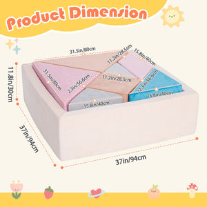English Elm Tangram Modular Play Couch Sponge Kids Sofa Fort Builder Playroom Furniture Multicolor Pink T5880P493444