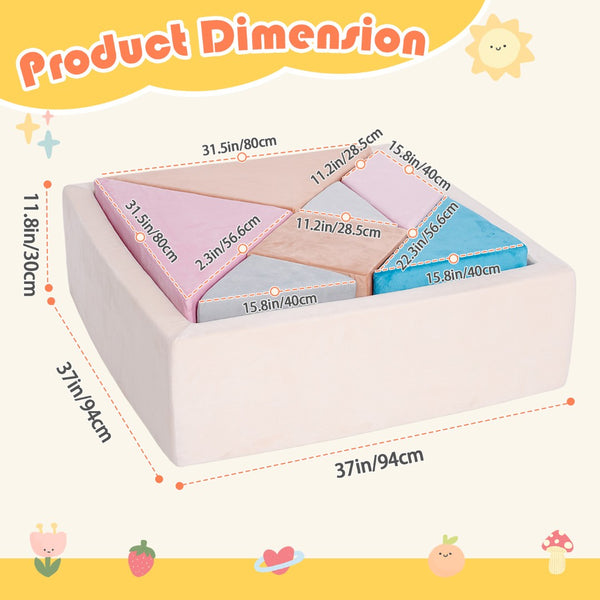 English Elm Tangram Modular Play Couch Sponge Kids Sofa Fort Builder Playroom Furniture Multicolor Pink T5880P493444