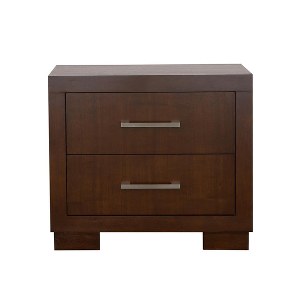 English Elm 2 Drawer MDF Nightstand with Felt-Lined Interiors, Silver Bar Pulls, Rich Wood Finish for Bedrooms Cappuccino B016P254379