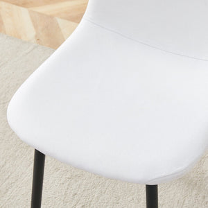 English Elm Table Set - Contemporary 36.6" Round Tempered Glass Dining Table With 4 White Linen Chairs For Modern Homes W1151S03670-GIGA