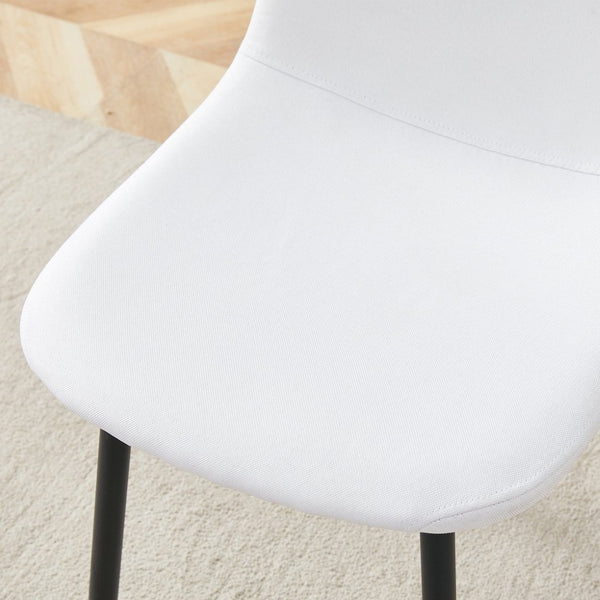 English Elm Table Set - Contemporary 36.6" Round Tempered Glass Dining Table With 4 White Linen Chairs For Modern Homes W1151S03670-GIGA