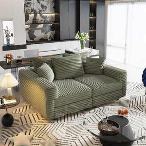 English Elm 82.6"upholstered Velvet Chesterfield Sofa with Button Tufting Nailhead Trim Rolled Arms Green W1885S00352