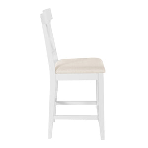 English Elm Topmax 5-Piece Farmhouse Counter Height Dining Set With Storage Shelves & Upholstered Chairs, White N717S000141K-GIGA