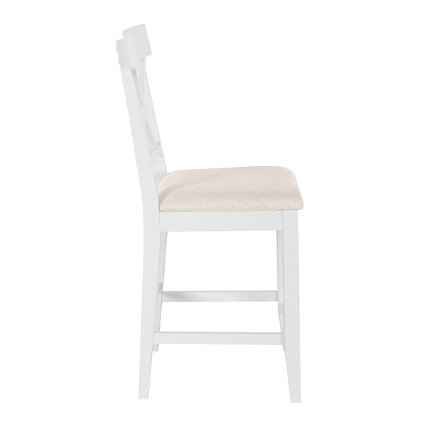 English Elm Topmax 5-Piece Farmhouse Counter Height Dining Set With Storage Shelves & Upholstered Chairs, White N717S000141K-GIGA