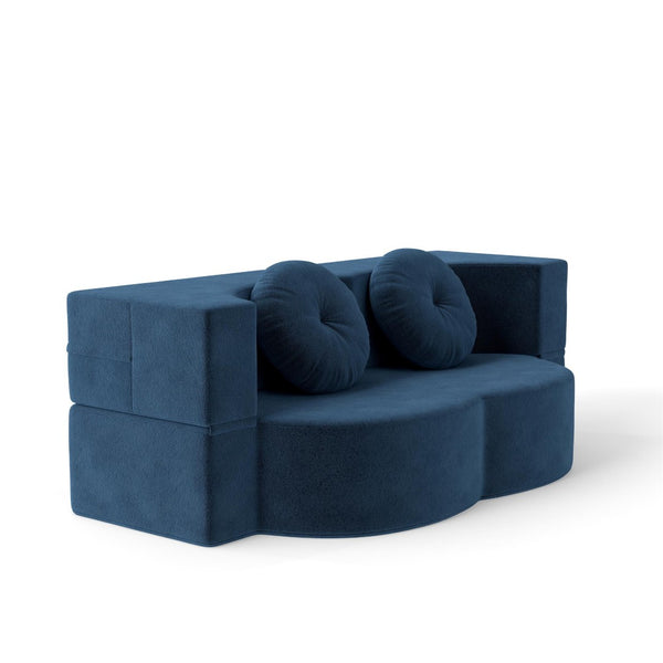 English Elm Folding Foam Futon Sofa Sleeper Twin Size Floor Lounger for Guest or Studio Use Blue W2353P386232