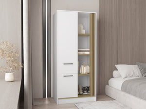 English Elm Delia Tall Armoire with Interior Shelving for Bedroom or Home Office Neutral Finish B092S00276
