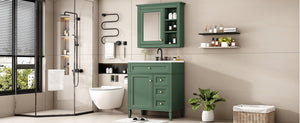 English Elm 30'' Bathroom Vanity Set With Mirror, Modern Freestanding Storage, 2 Drawers & Tip-Out Organizer SW000127AAF-3