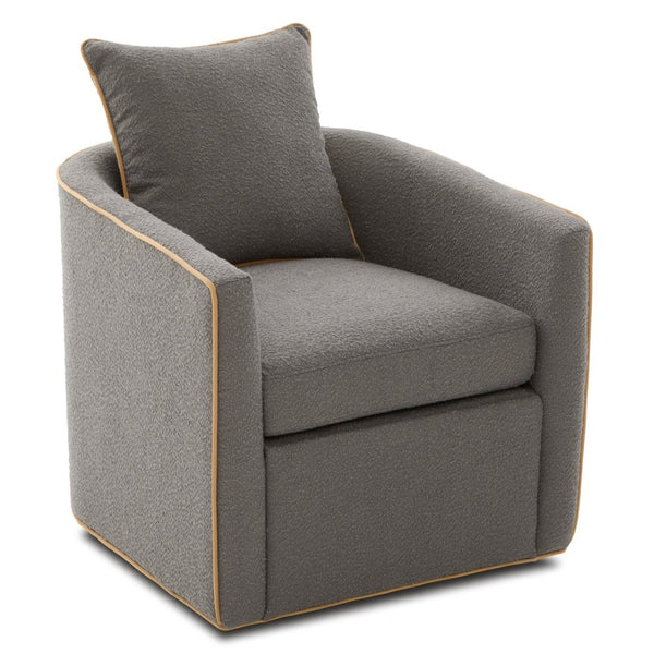 English Elm Swivel Barrel Accent Chair Boucle Upholstered with 360 Base for Living Room Corners Light Grey N763P376127E