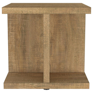 English Elm Metron Mango Square End Table with Rustic Modern Engineered Wood Finish, Clean Lines & Storage Nooks B062P375422