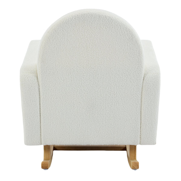 English Elm Christopher Knight Home® - Accent Rocking Chair In Cream Teddy Velvet - Ergonomic Design, Gentle Rocking, Ultimate Comfort! N765P263907W