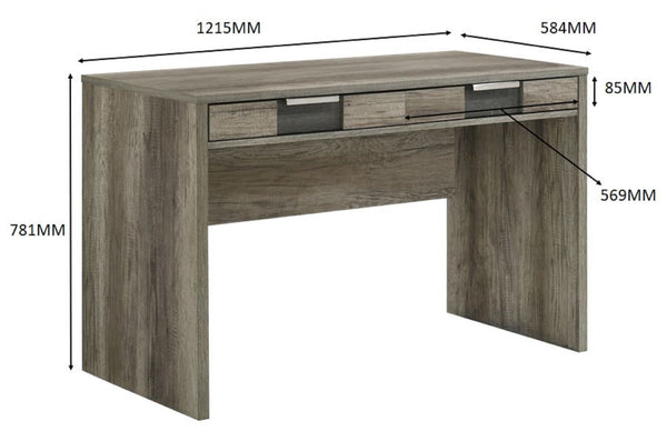 English Elm 1pc Modern Rustic Desk with Dual Drawers, Spacious 47.9"W Workstation, Textured Finish & Metal Handles Brown,Gray 25.7 L x 51.1 W x 10.8 H B011P378477