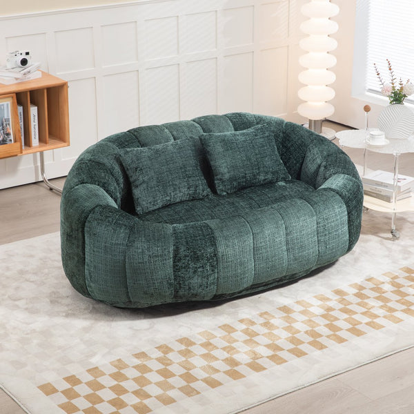 English Elm Bean Bean Bag Sofa High-Density Memory Foam Two-Seater Lounger High Back Chenille Cozy Support Emerald W395P181435