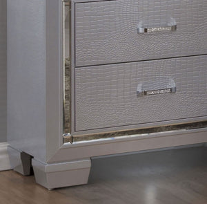 English Elm Contemporary Chic Chest with Gold Accents, Acrylic Trim, Metal Bracket Legs and Dust‑Proof Drawers Silver 42 L x 22 W x 59 H B2741P371015