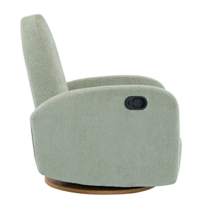 English Elm 360 Swivel Glider Recliner with Solid Wood Base Contemporary Upholstered Lounge Chair Light Green N771P363407L