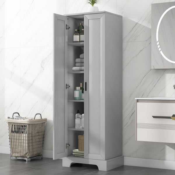 English Elm Storage Cabinet Modern Two-Door MDF Organizer with Adjustable Shelf, Anti-Tip Hardware, Durable Design Grey N725P331419E