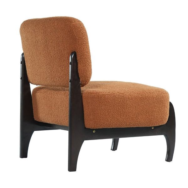English Elm 26" Boucle Lounge Chair Solid Wood Frame Woven Texture Minimalist Seat for Any Room Orange N767P408732G